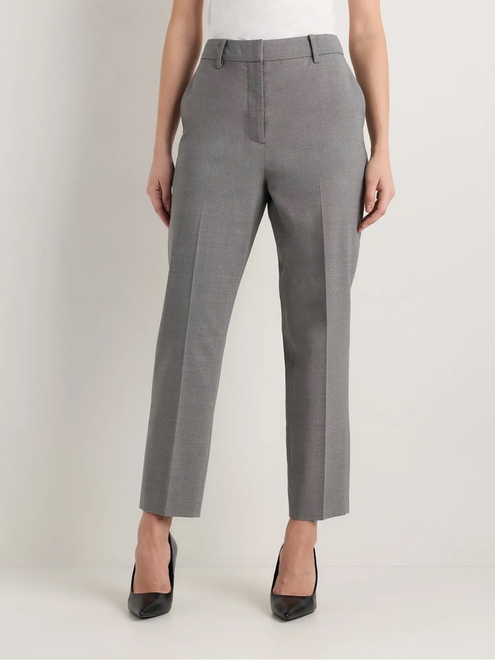 NWT Quince Italian Wool Slim Leg Ankle Pants size 2 in grey melange office wear